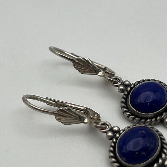 Quoc Turquoise Inc QT Sterling 925 Silver Lapis Lazuli Dangle Earrings - Picture 5 of 8